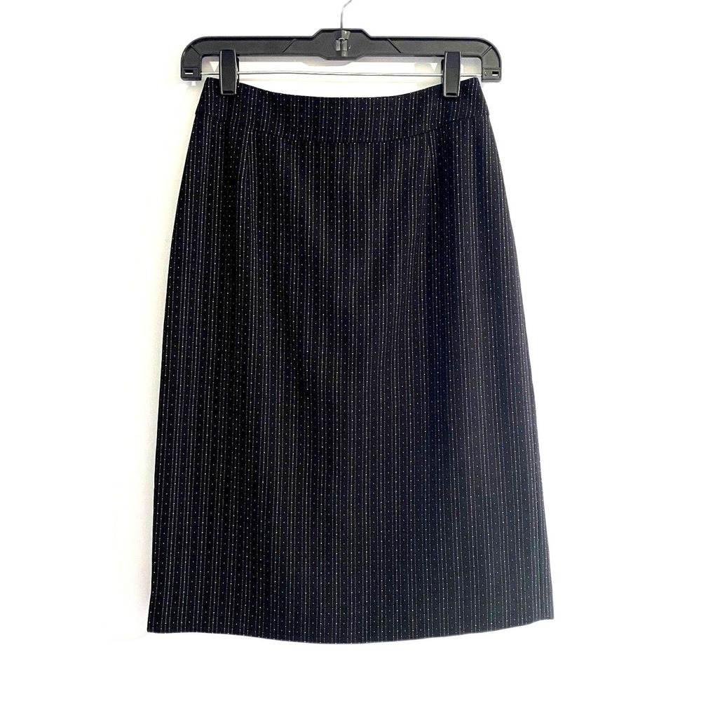 Isabella DeMarco Black Pinstripe Pencil Skirt Knee Length Office Siren Size 2